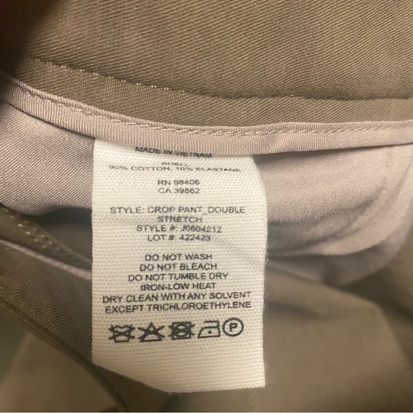 Theory Washable Cotton Spandex Stretch Cropped Trousers Pants Khaki Tan Size 00 - Picture 4 of 9